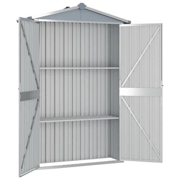 vidaXL haveskur 116x45x175 cm galvaniseret stål grå