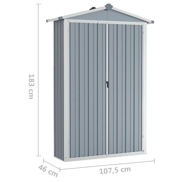 vidaXL Trädgårdsskjul grå 116x45x175 cm galvaniserat stål