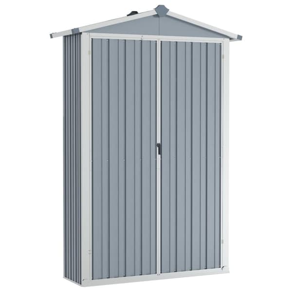 vidaXL Trädgårdsskjul grå 116x45x175 cm galvaniserat stål