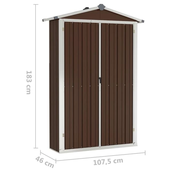 vidaXL Trädgårdsskjul brun 116x45x175 cm galvaniserat stål