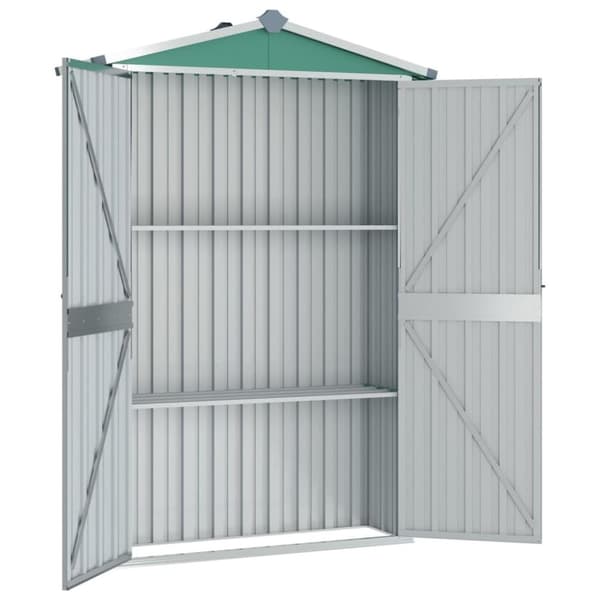 vidaXL Trädgårdsskjul grön 116x45x175 cm galvaniserat stål