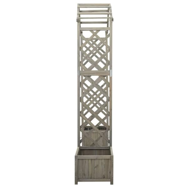 vidaXL Pergola med odlingslåda grå massivt granträ