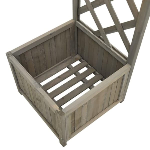 vidaXL Pergola med odlingslåda grå massivt granträ