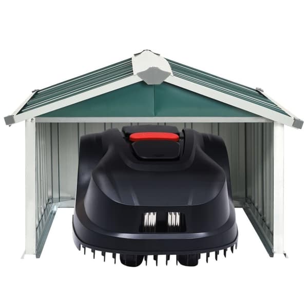 vidaXL garage til robotplæneklipper 92x97x63 cm galvaniseret stål grøn