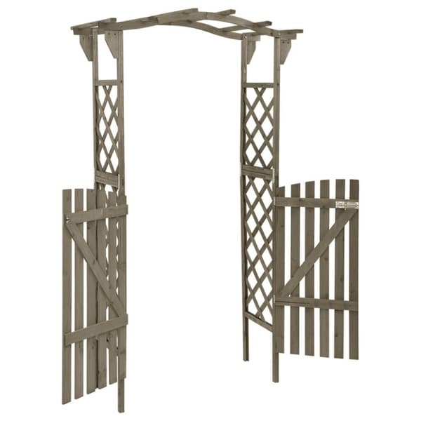 vidaXL Pergola med port 116x40x204 cm heltre gran grå