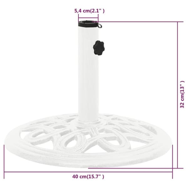 vidaXL Parasollbase hvit 40x40x32 cm støpejern