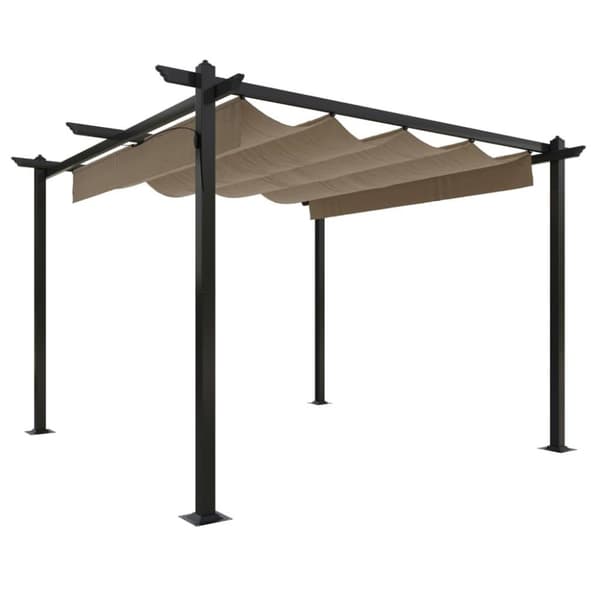 vidaXL Paviljong med infällbart tak 3x3 m taupe