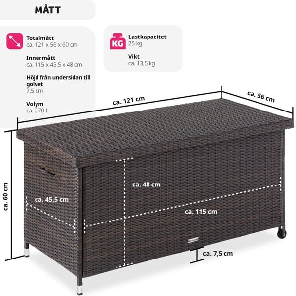 Dynbox Kiruna med lock - brun
