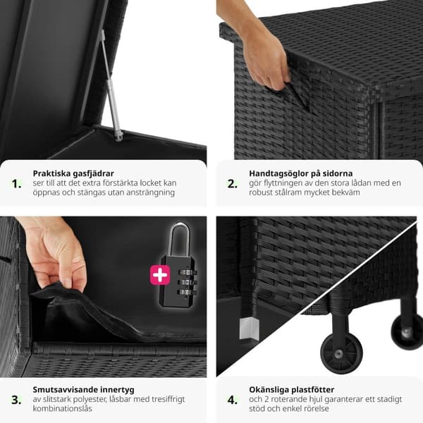 Dynbox Kiruna med lock - svart