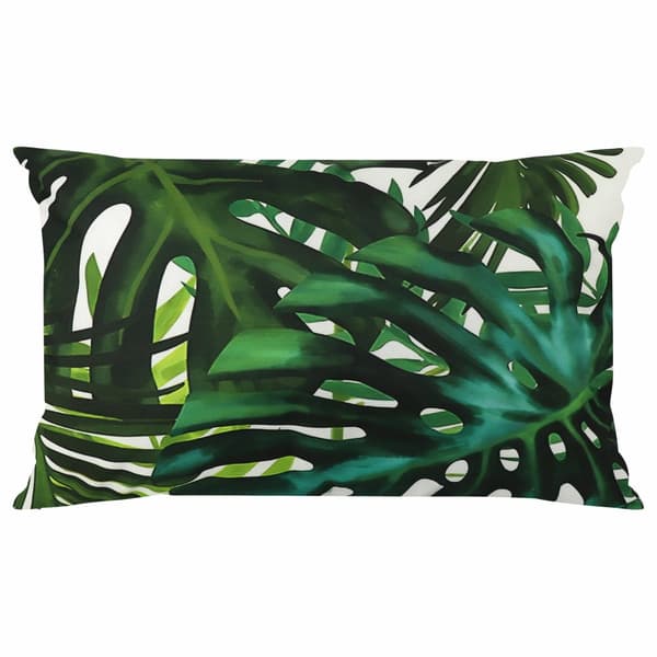 Botanisk vattentät kudde med UV-filter 40x60 Monstera blad gröna Domarex