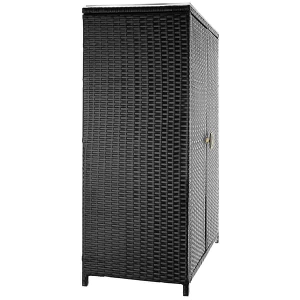 Haveskab polyrattan Monza, aluminiumsramme, 4 hylder - sort