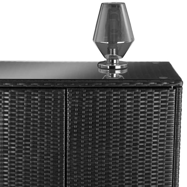 Haveskab polyrattan Monza, aluminiumsramme, 4 hylder - sort