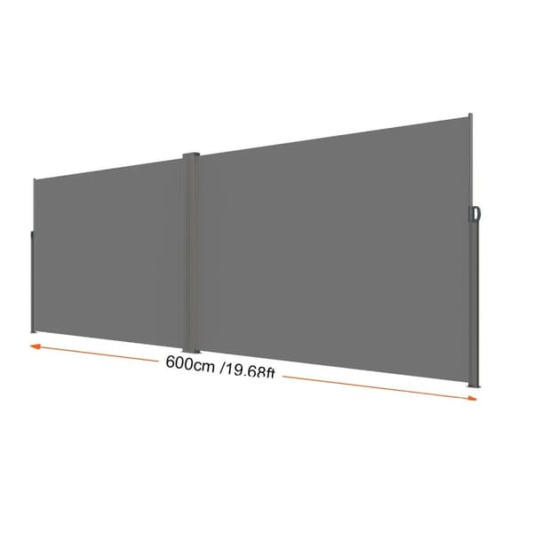 Retraktiivinen sivuverho, UV30+ suojaus, vedenpitävä polyesterikangas,180x300cm Harmaa