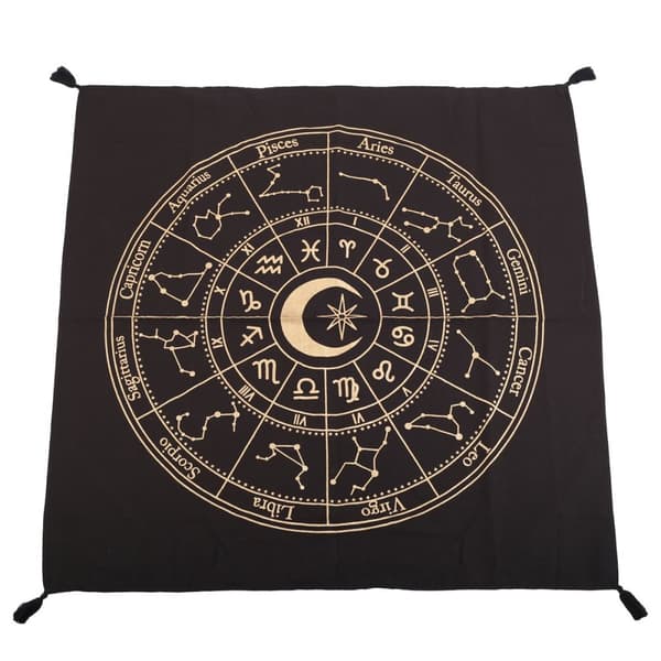 Something Different Astrology Wheel Altar Cloth Black/Gold One Size
