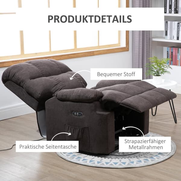 Elektrisk Recliner, 98x82x106 cm, Mørkegrå