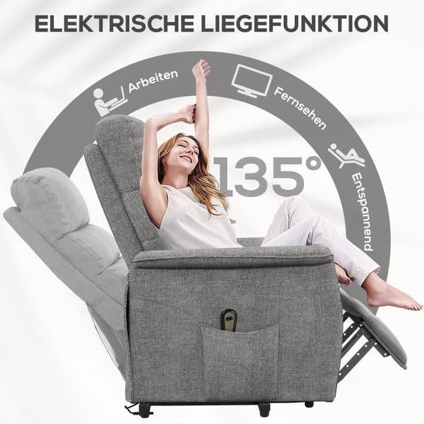 Elektrisk hvilestol, 66x90x96 cm, Grå