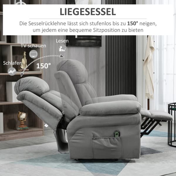 Elektrisk Recliner, 93x96x105 cm, Lys Grå
