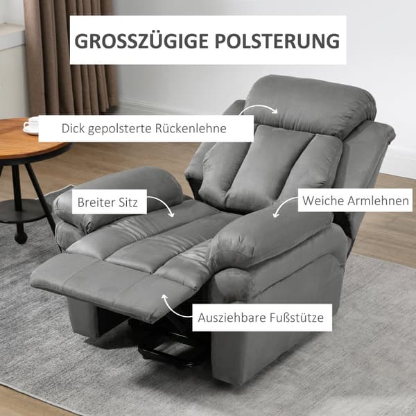 Elektrisk Recliner, 93x96x105 cm, Lys Grå