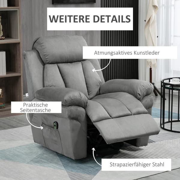 Elektrisk Recliner, 93x96x105 cm, Lys Grå