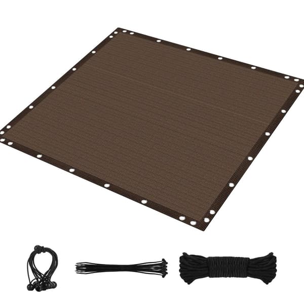 Skyggesejl, 90% UV-beskyttelse, holdbart HDPE-materiale,4X6M, kaffe