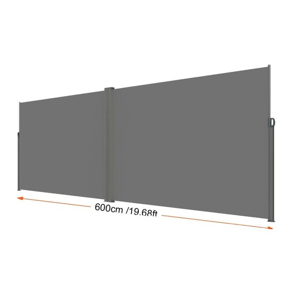 Retraktiivinen sivuverho, UV30+ suojaus, vedenpitävä polyesterikangas,200X600cm Harmaa