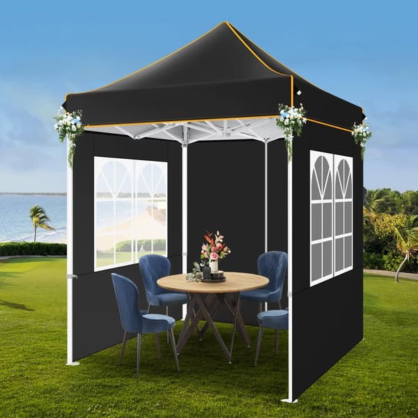 Gazebo, UPF 50+, Vesitiivis, Nopea ja Helppo Kokoaminen,Musta