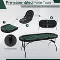 Pikkukuva 5 / 8: Pokeripöytä, 1,8m taitettava pokeripöytä Blackjack Texas Hold’em -kasinoviihdepeliin, 182x82x75 cm, Vihreä