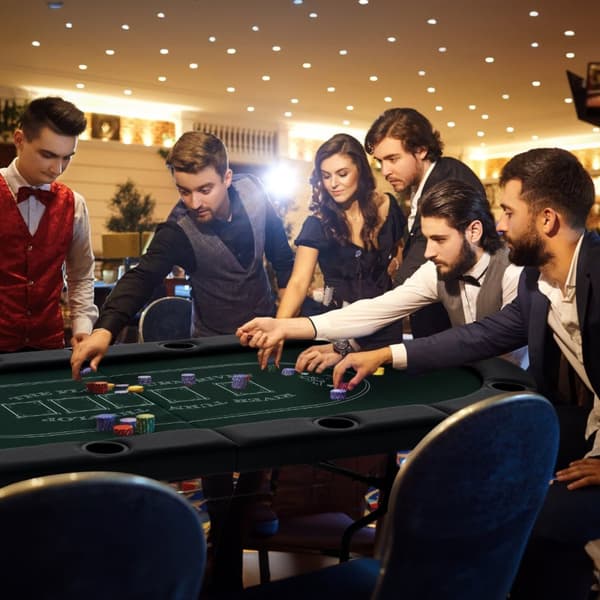 Pokeripöytä, 1,8m taitettava pokeripöytä Blackjack Texas Hold’em -kasinoviihdepeliin, 182x82x75 cm, Vihreä