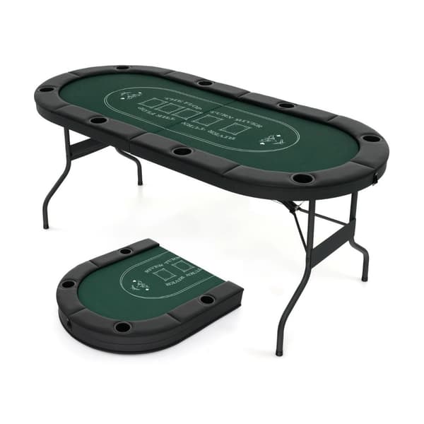 Pokeripöytä, 1,8m taitettava pokeripöytä Blackjack Texas Hold’em -kasinoviihdepeliin, 182x82x75 cm, Vihreä