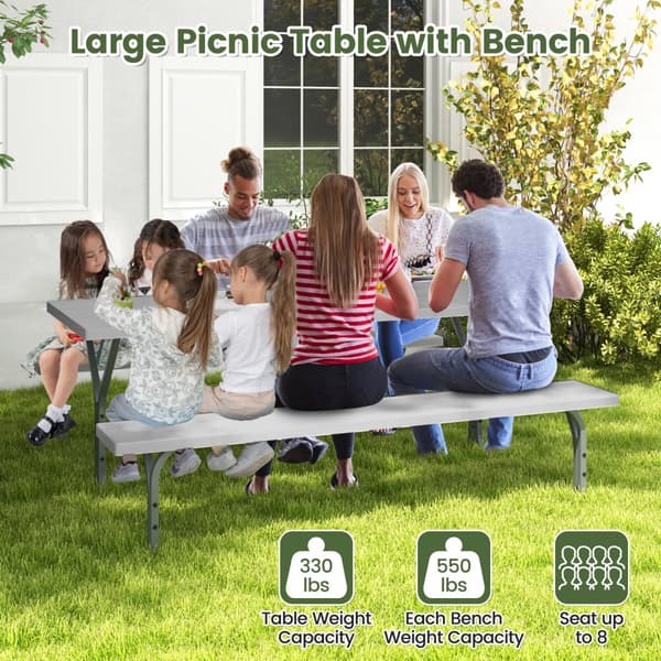 Picnicbord bænkesæt, 72x64x30 tommer, Grå