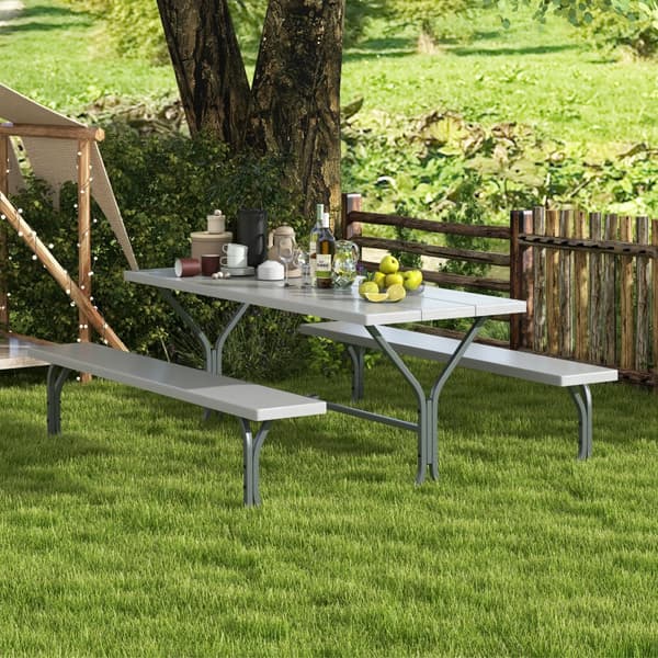 Picnicbord bænkesæt, 72x64x30 tommer, Grå