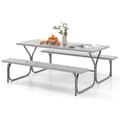 Miniatyrbillede 1 af 8: Picnicbord bænkesæt, 72x64x30 tommer, Grå
