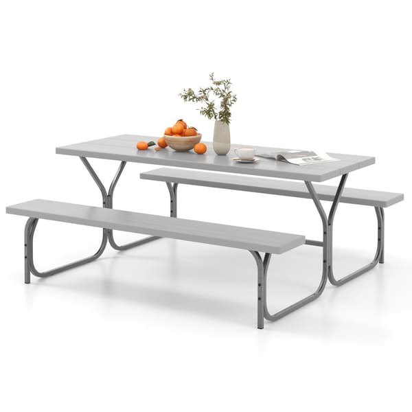 Picnicbord bænkesæt, 72x64x30 tommer, Grå