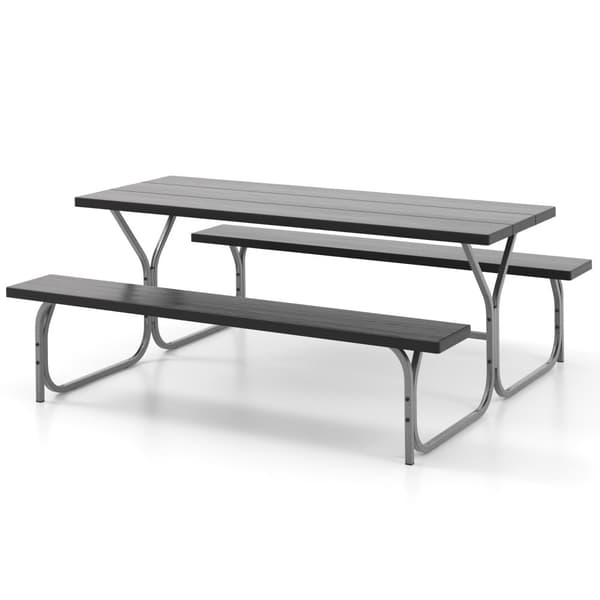Picnic bord bænkesæt, 183x163x76 cm, Sort