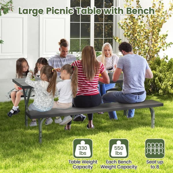 Picnic bord bænkesæt, 183x163x76 cm, Sort