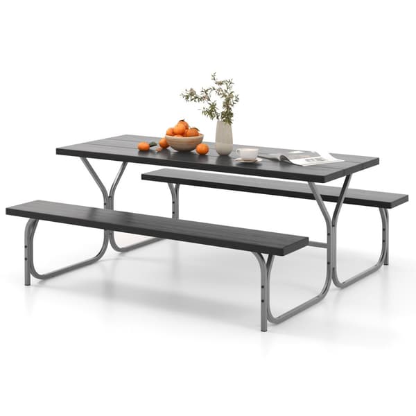 Picnic bord bænkesæt, 183x163x76 cm, Sort