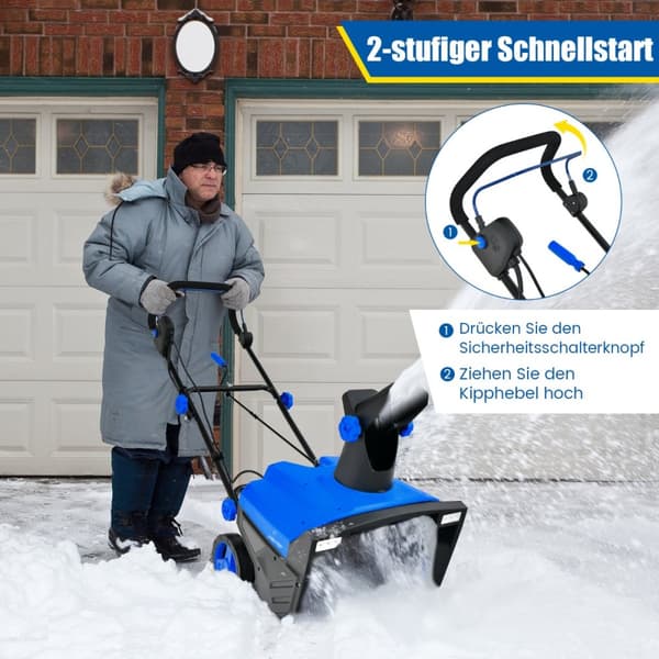 Elektrisk snöslunga, 118x51x96 cm, Blå och Svart