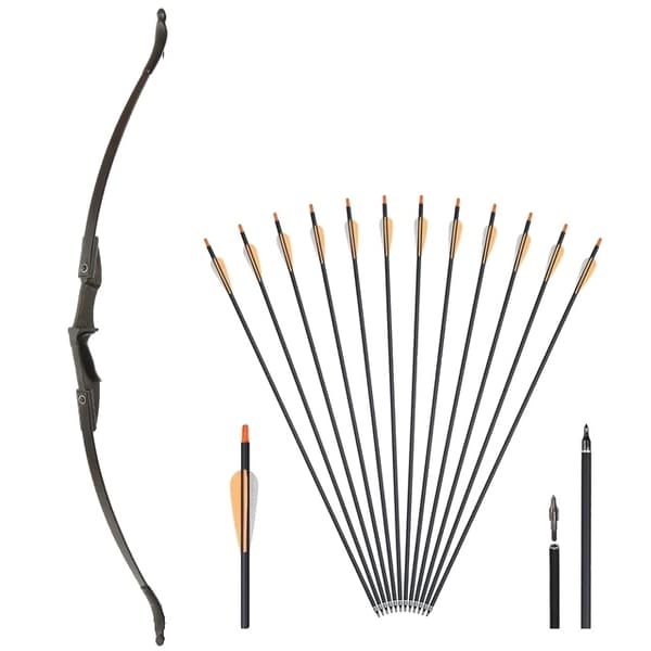 Bueskydning Recurve Bue, Højre/Venstre-Håndet, Sammenklappelig Bue, 30lbs sort sæt