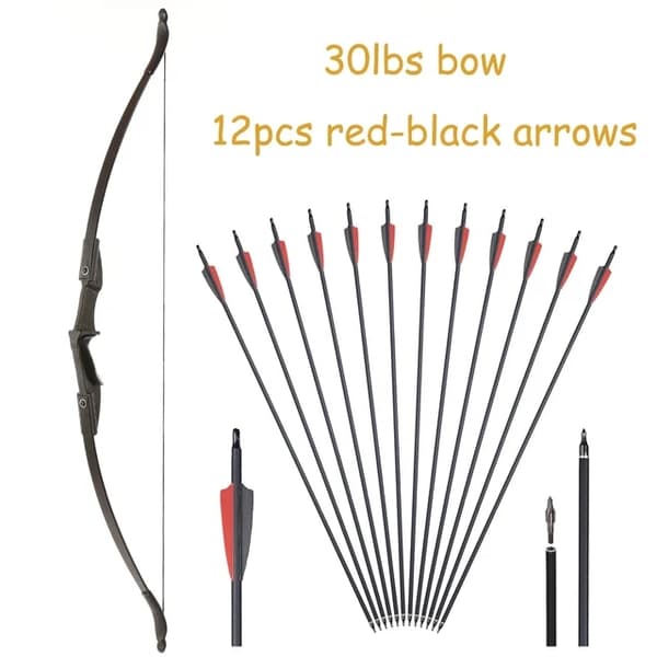 Bueskydning Recurve Bue, Højre/Venstre-Håndet, Sammenklappelig Bue, 30lbs sort sæt