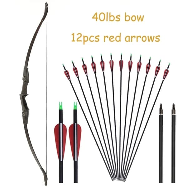 Bueskydning Recurve Bue, Højre/Venstre-Håndet, Sammenklappelig Bue, 30lbs sort sæt