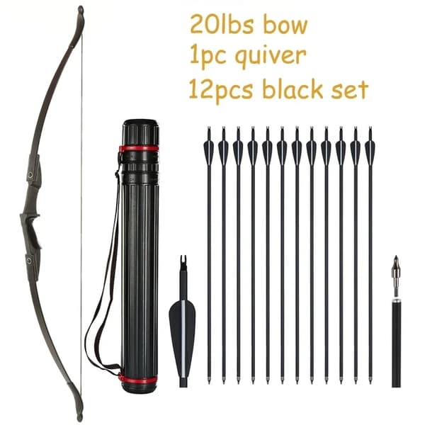 Bueskydning Recurve Bue, Højre/Venstre-Håndet, Sammenklappelig Bue, 30lbs sort sæt