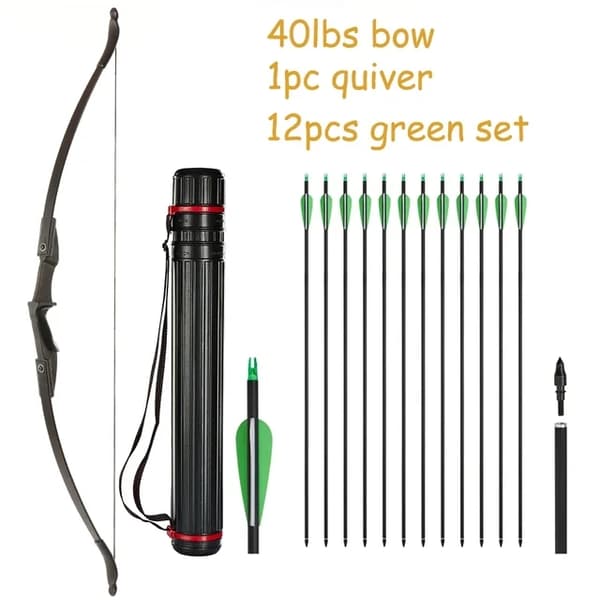 Bueskydning Recurve Bue, Højre/Venstre-Håndet, Sammenklappelig Bue, 30lbs sort sæt