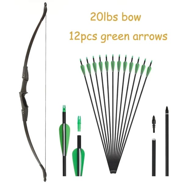 Bueskydning Recurve Bue, Højre/Venstre-Håndet, Sammenklappelig Bue, 30lbs sort sæt