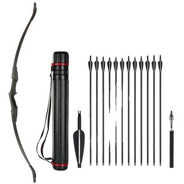 Bueskydning Recurve Bue, Højre/Venstre-Håndet, Sammenklappelig Bue, 30lbs sort sæt