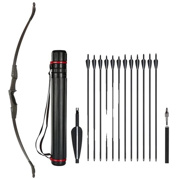 Bueskydning Recurve Bue, Højre/Venstre-Håndet, Sammenklappelig Bue, 30lbs sort sæt