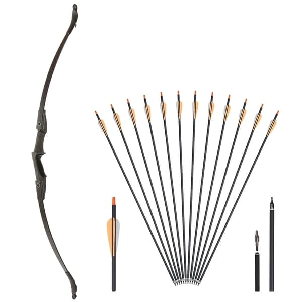Bueskydning Recurve Bue, Højre/Venstre-Håndet, Sammenklappelig Bue, 30lbs sort sæt