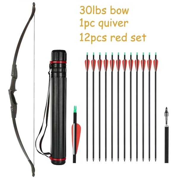 Bueskydning Recurve Bue, Højre/Venstre-Håndet, Sammenklappelig Bue, 30lbs sort sæt