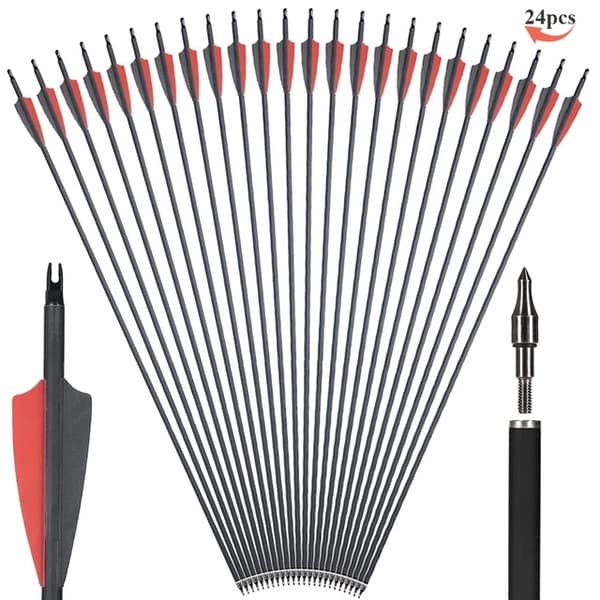 Kulfiberpile, 30 tommer, 500 rygrad, 24 stk Grøn 24pcs black red