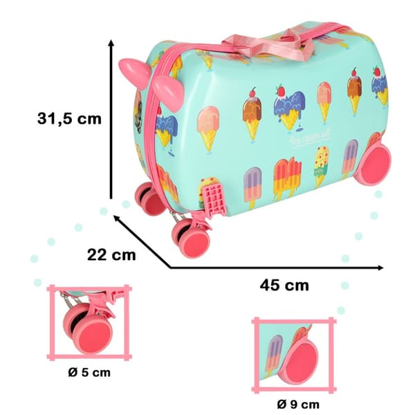 Resväska för barn, handbagage på hjul, glass