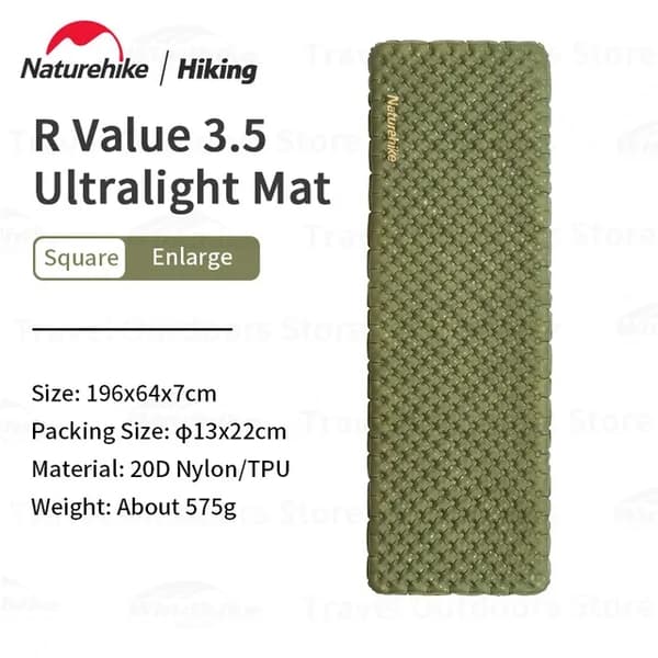 Selvoppustelig måtte, Termisk Isolering, Ultralight, Firkantet-Sort-Forstørre
